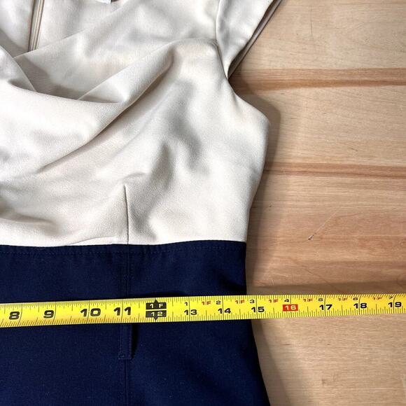 Calvin Klein Sheath Dress Size 6 Color Block Stretch Asymmetrical Neckline - Picture 11 of 12